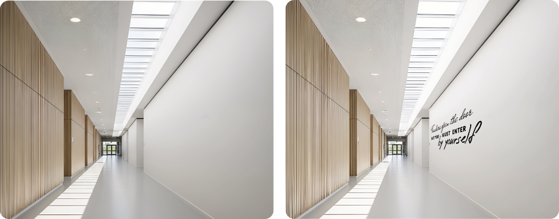 Hallway wall slogan print design